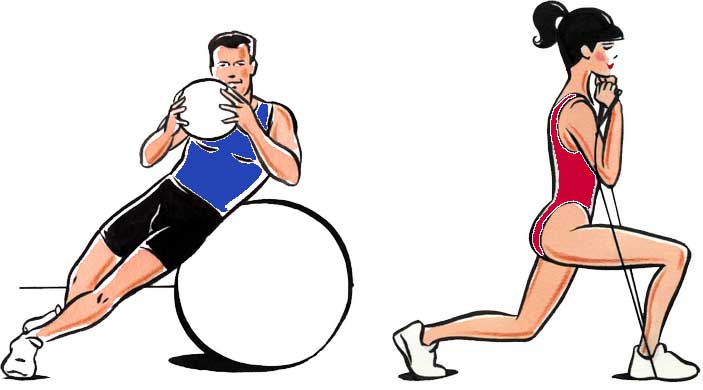 Illustration of lady and man exercising