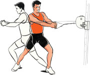 Illustration of man doing cable trunk twist