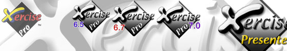 Picture of different Xercise Pro logos old to new